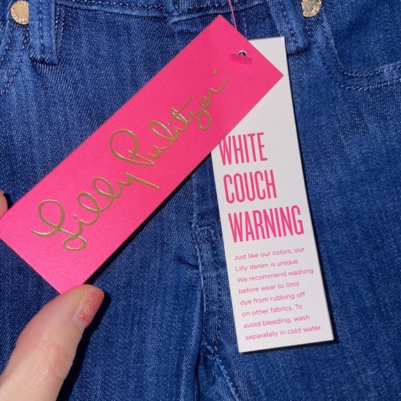 Lilly Pulitzer South Ocean Crop Flare Braided Bay Ave Denim Jeans Size 0 - Picture 5 of 9